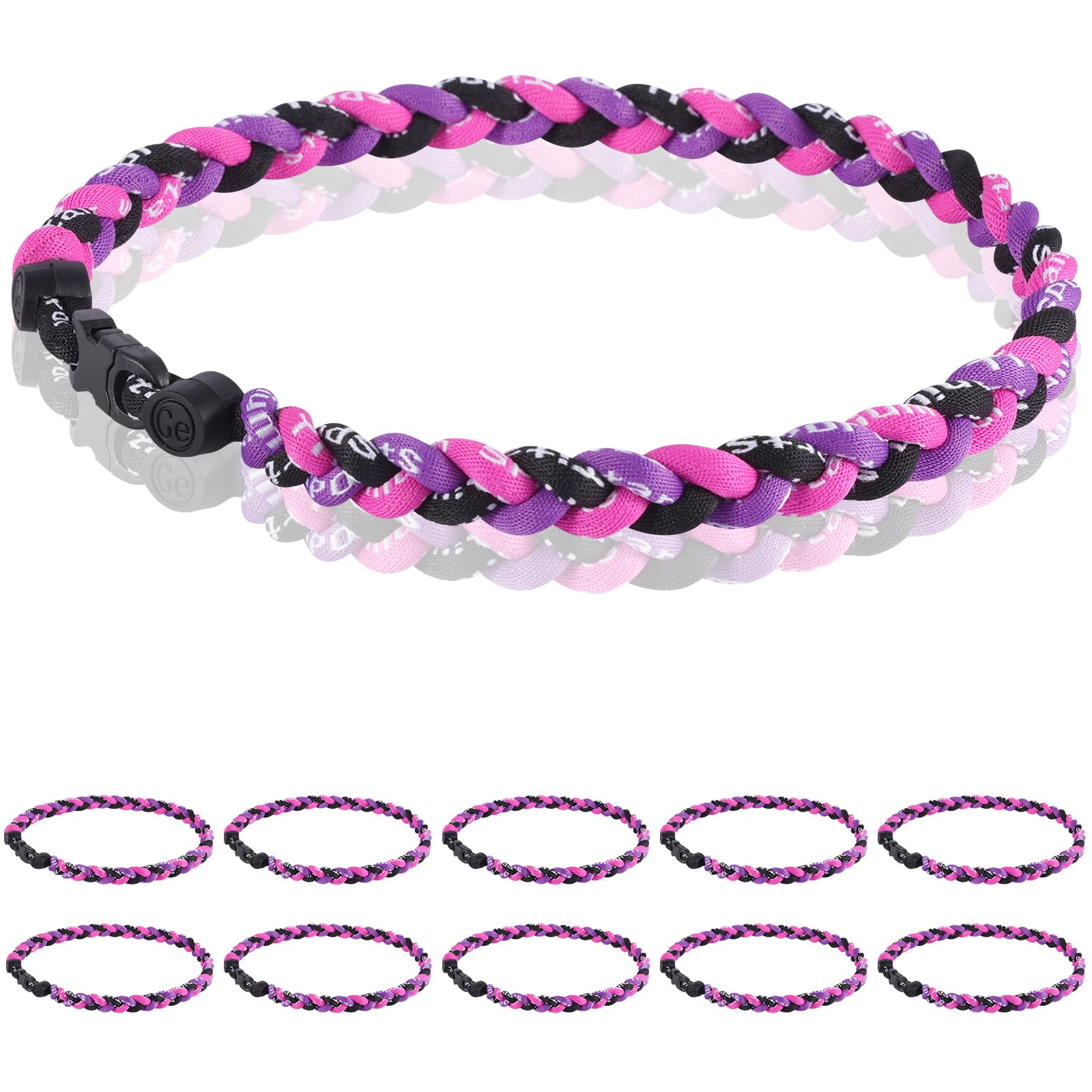 12 Pack Baseball Necklace 18inch, Team Gift for Baseball Funs, Three Braided Titanium Tornado Rope Design, with Muti - Color for Pick