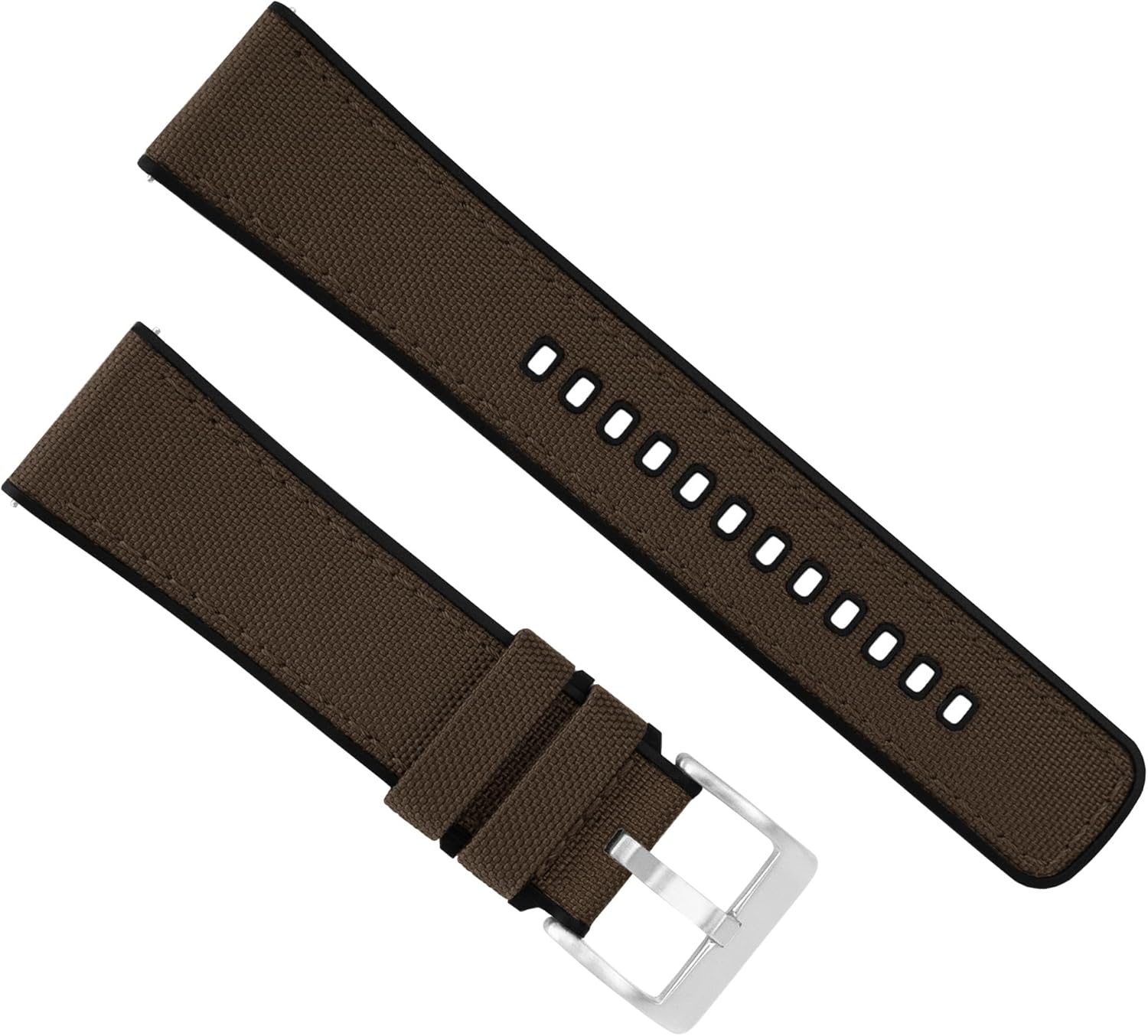 BARTON WATCH BANDS with Integrated quick release spring bars - Hybrid Silicone - Cordura Fabric, Water-Resistant Leather and Silicone Hybrid Watch Bands - Choice of Color & Width (18mm, 20mm, 22mm)
