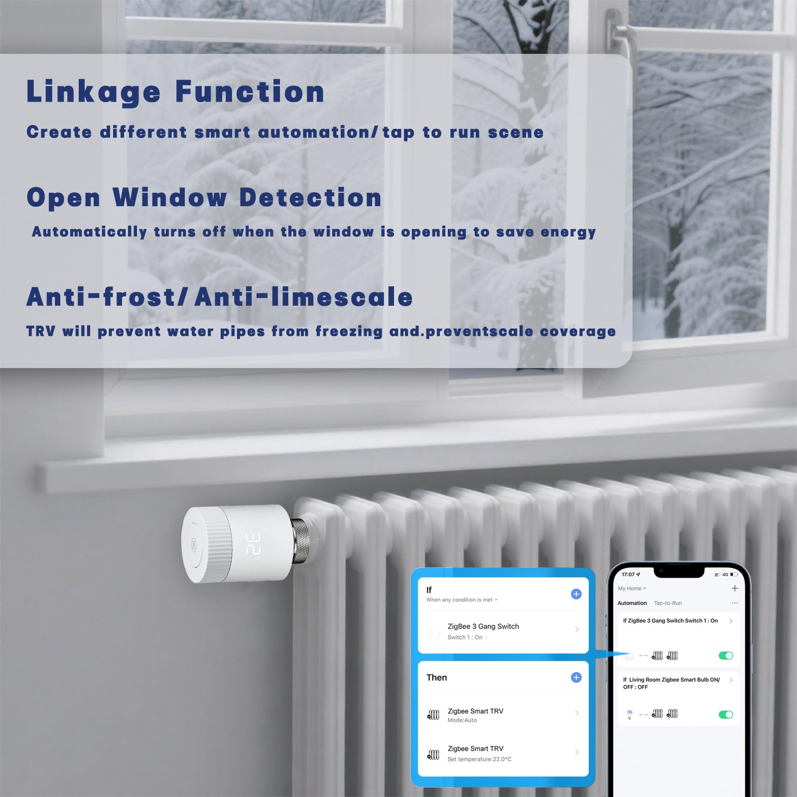 Termostato intelligente per termosifone, valvola termostatica LED, WiFi, termostato programmabile, controllo del riscaldamento, compatibile con Alexa/Google Home/Tuya/Smart Life
