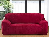 Vista 20 de vctops Funda elástica para sofá de 4 plazas de terciopelo de felpa, 1 pieza, con parte inferior elástica, protector de muebles suave y esponjoso