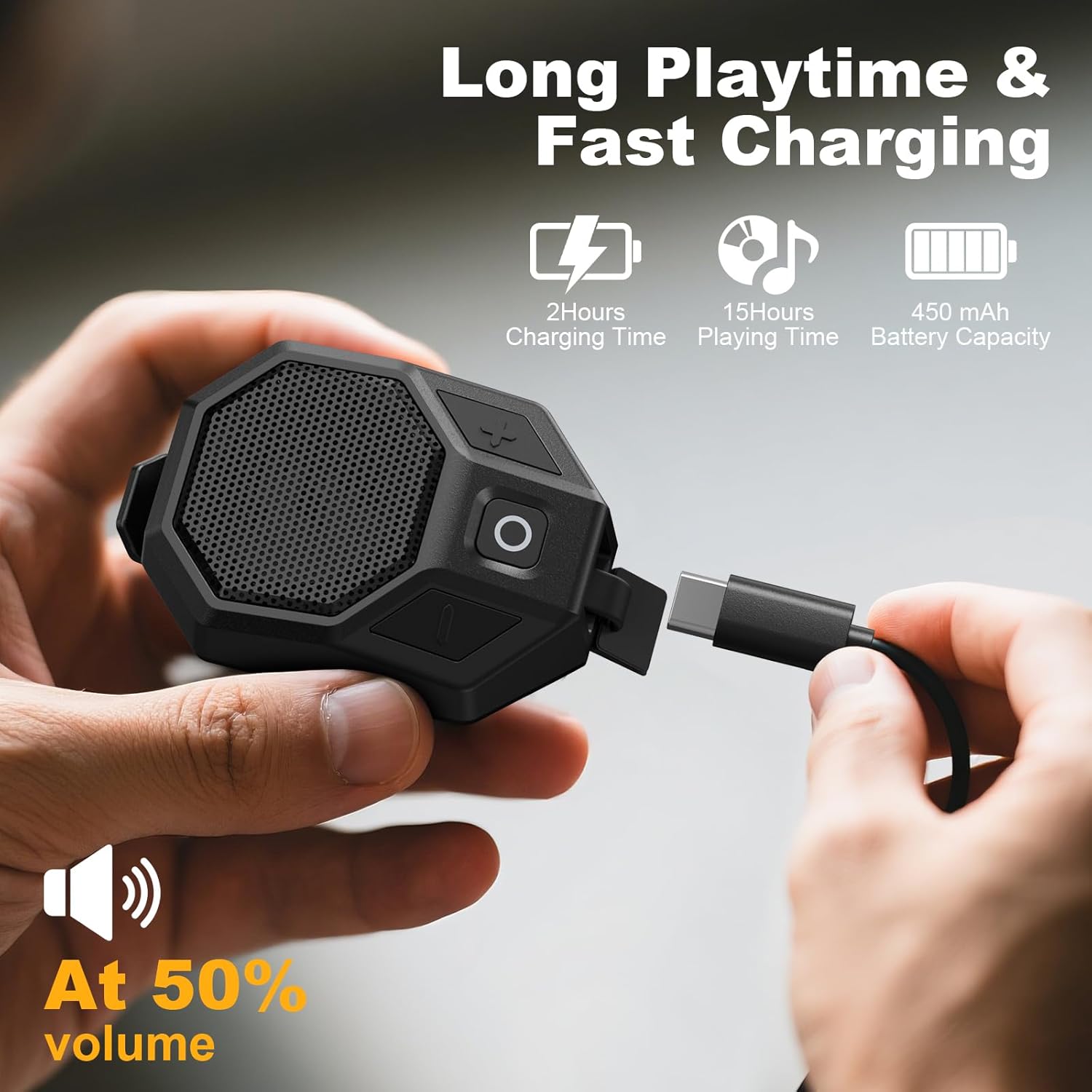 LOBKIN Wearable Bluetooth Speaker, Clip On Mini Portable Speakers,Wireless Bluetooth 6.0 Built-in Mic IP67 Waterproof Compact Hands-Free Calls for Jobsite Work,Outdoor Activities - Image 5