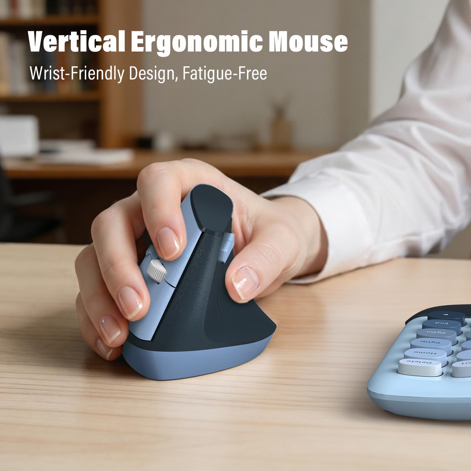 MOFII Tastiera ergonomica wireless e mouse combinata, tastiera curva divisa con poggiapolsi, mouse verticale, 2,4 G, per PC, laptop, desktop, Mac, blu sfumato colorato