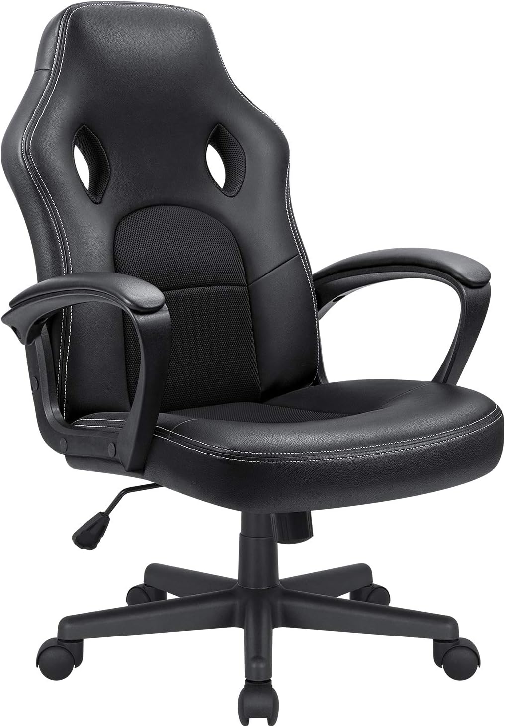 Office Chair Desk Leather Gaming Chair High Back Ergonomic Adjustable Racing Chair Executive Computer Chair (Black)
