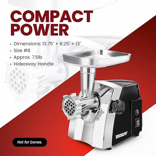 Miniatura 2 de STX International Turboforce Cadet 2000 Series Moledora de Carne Eléctrica | Potente para Uso Doméstico 5-en-1 | Rellenadora de Salchichas |