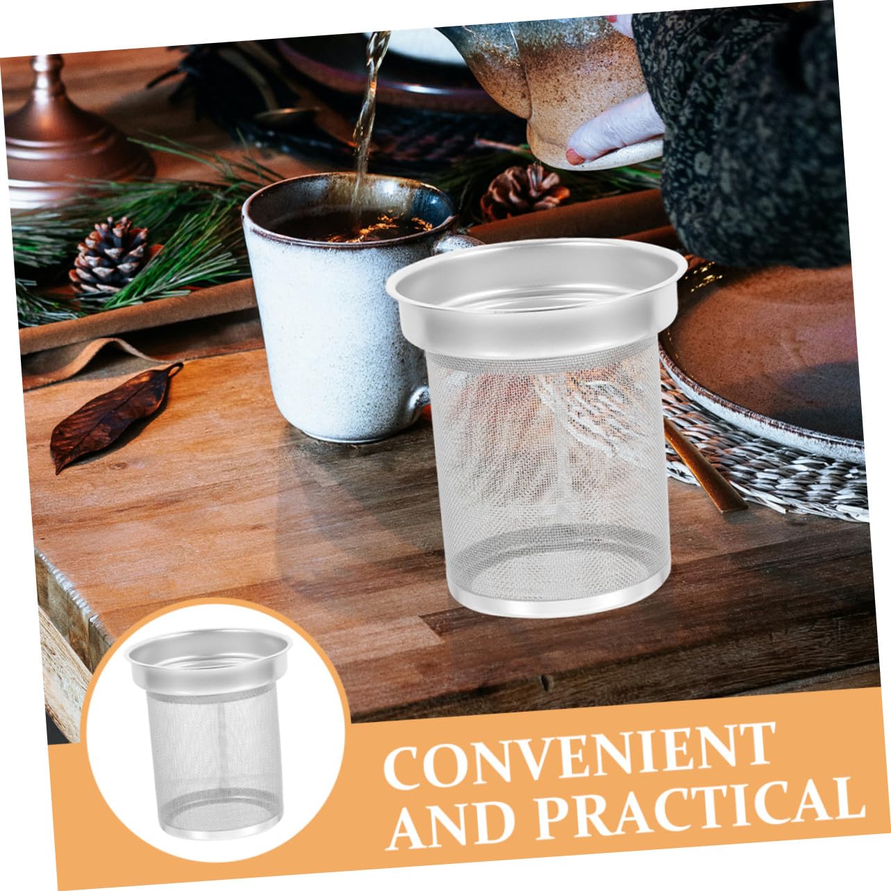 Filtro Infusor de Té de Acero Inoxidable y Ligero Colador Resistente para Sueltas Reutilizable para Casa Cafeterías y Restaurantes Diseño Fino y Duradero