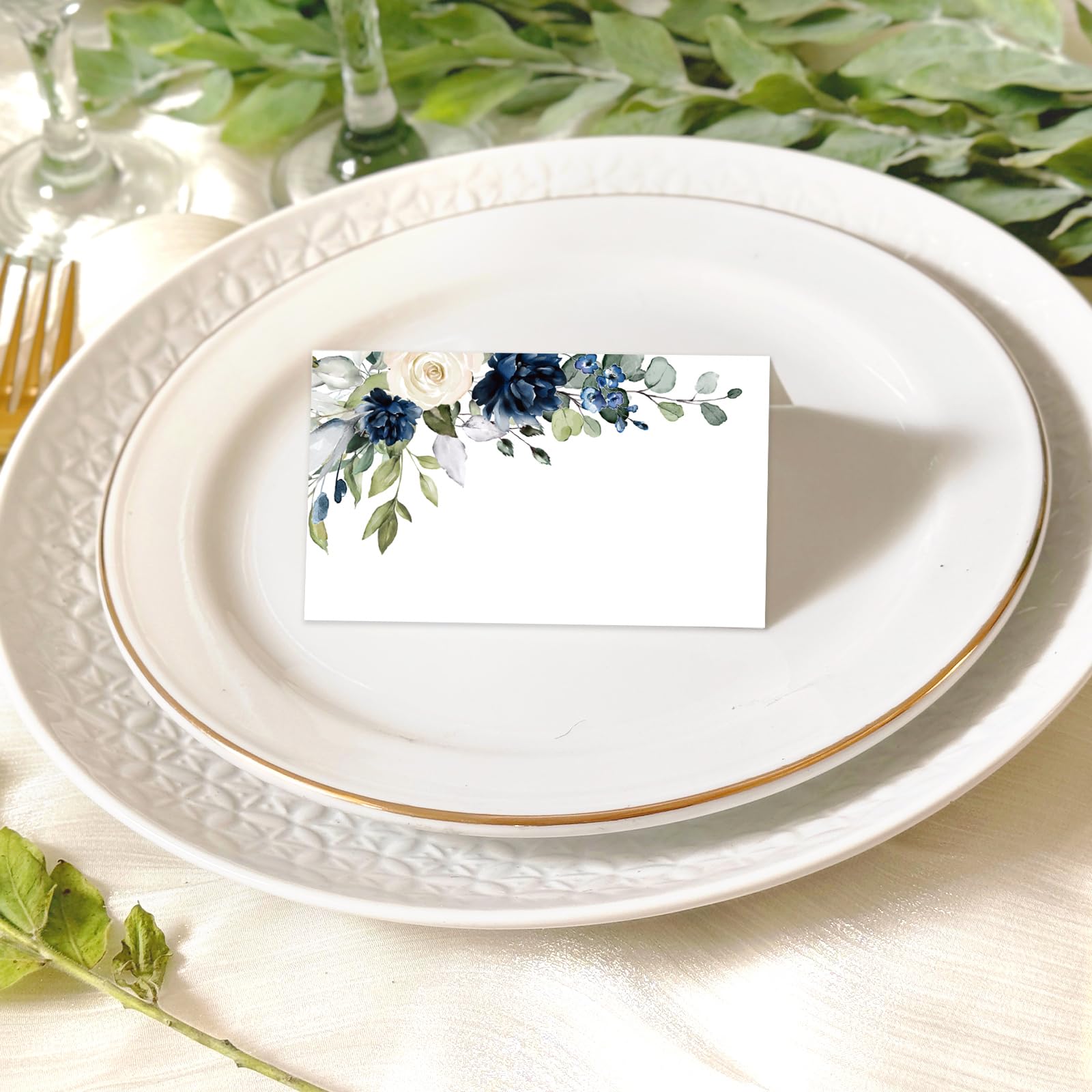 Whaline 100 Stück Tischkarten Mit Aquarell-Blumenmuster (8,9 X 5,1 Cm) – Blanko Zeltkarten Für Hochzeit, Buffet, Partys & Tischdekoration
