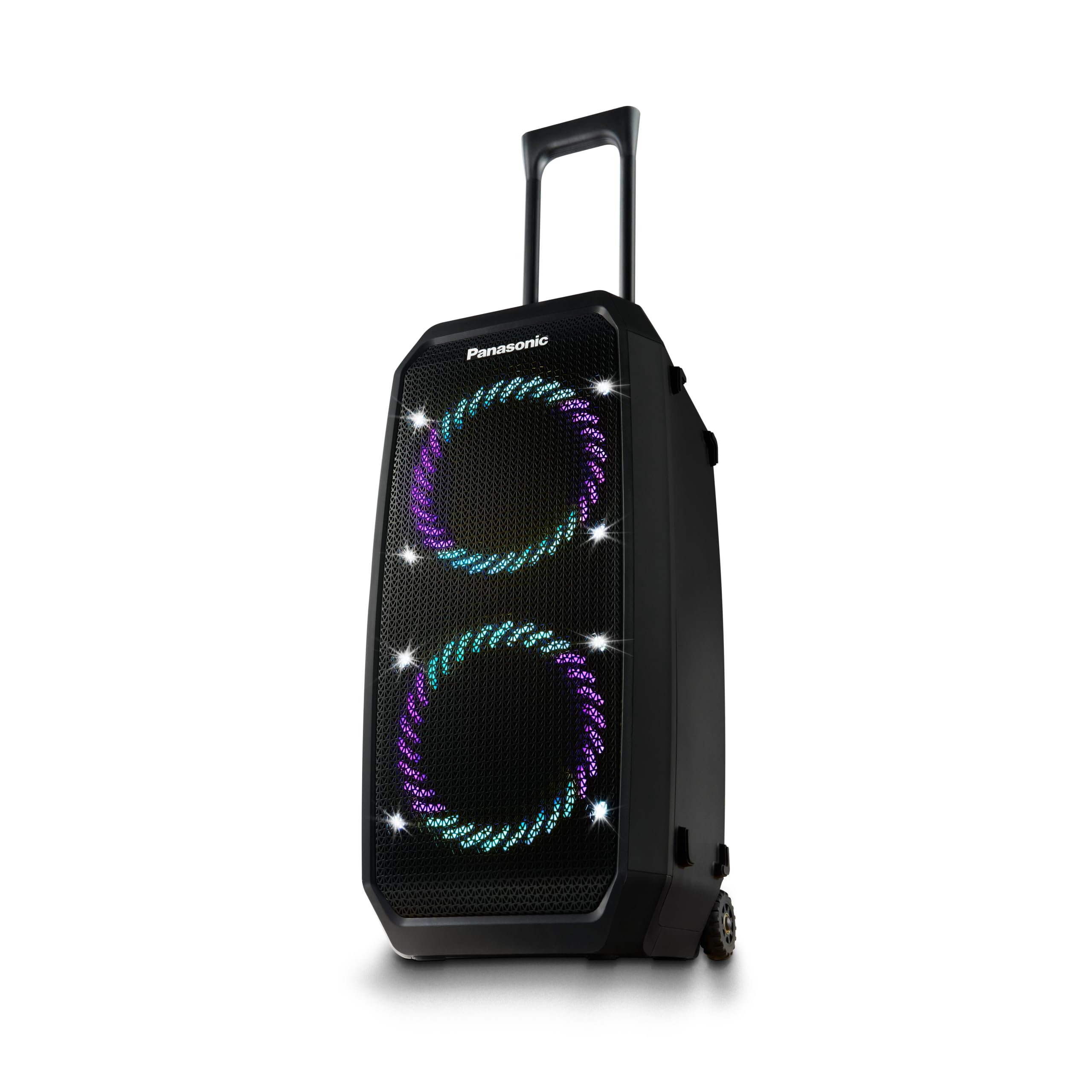 Panasonic SC-BMAX30 Enceinte Portable avec Bluetooth, Lumières Intégrées, Port Bass Reflex, 320 W, 14 Heures d’autonomie, USB, IPX4, Entrées Guitare et Micro pour Karaoké, Noir