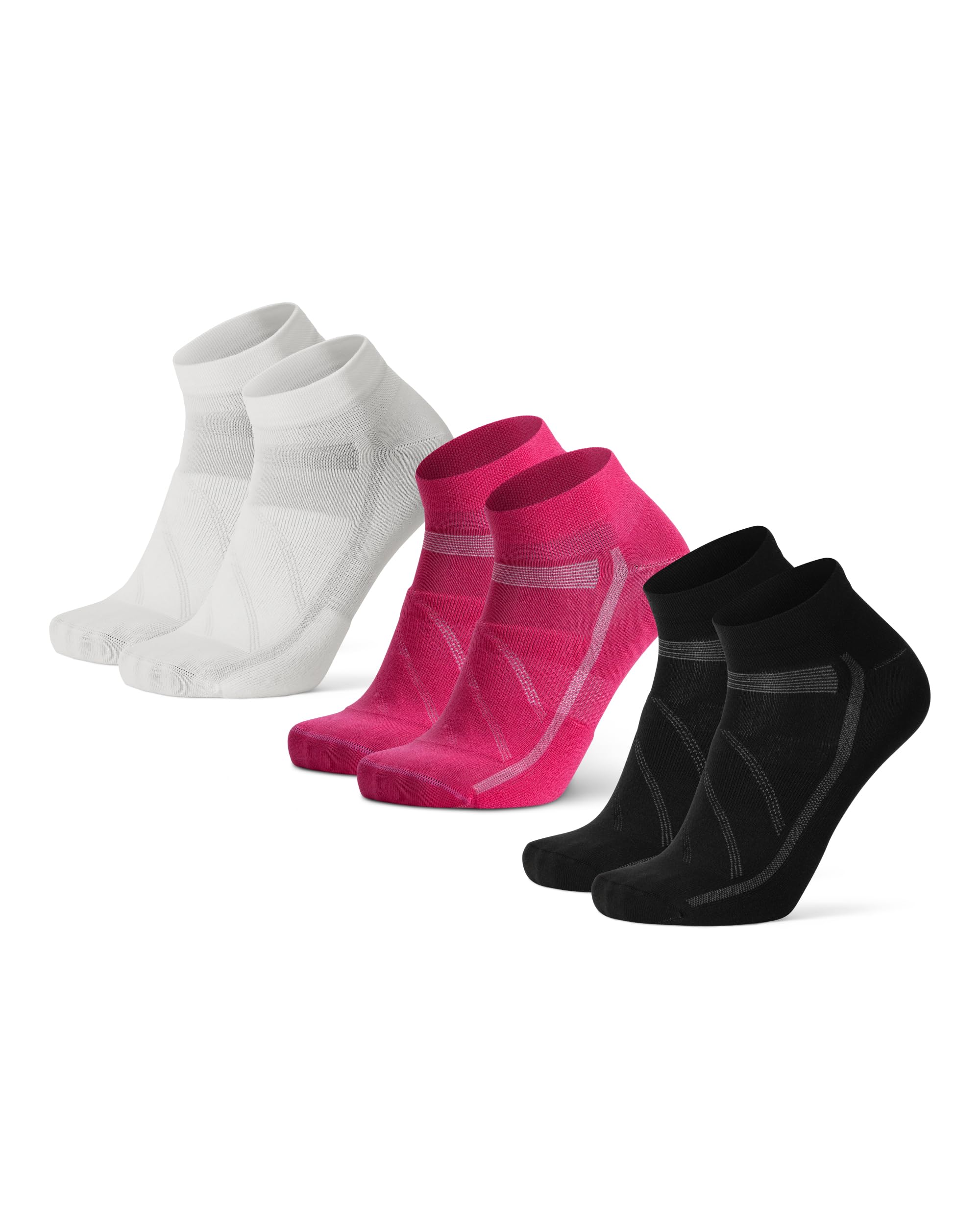 DANISH ENDURANCE Kurze Fahrradsocken, Gepolsterte Low-Cut Rennrad Socken, Leichte Sommer Radsocken, Atmungsaktiv & Anti-Reibung, Herren & Damen, 3 Paar