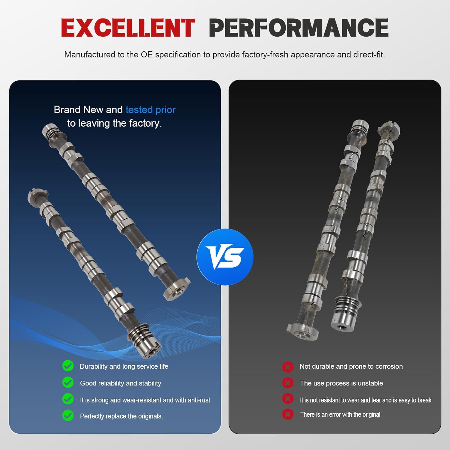 Engine Exhaust & Intake Camshaft Kit for Equinox Captiva Sport Impala Malibu Orlando Verano Regal LaCrosse Terrain 2011-2017 2.4L 12634207 12604896 2PCS