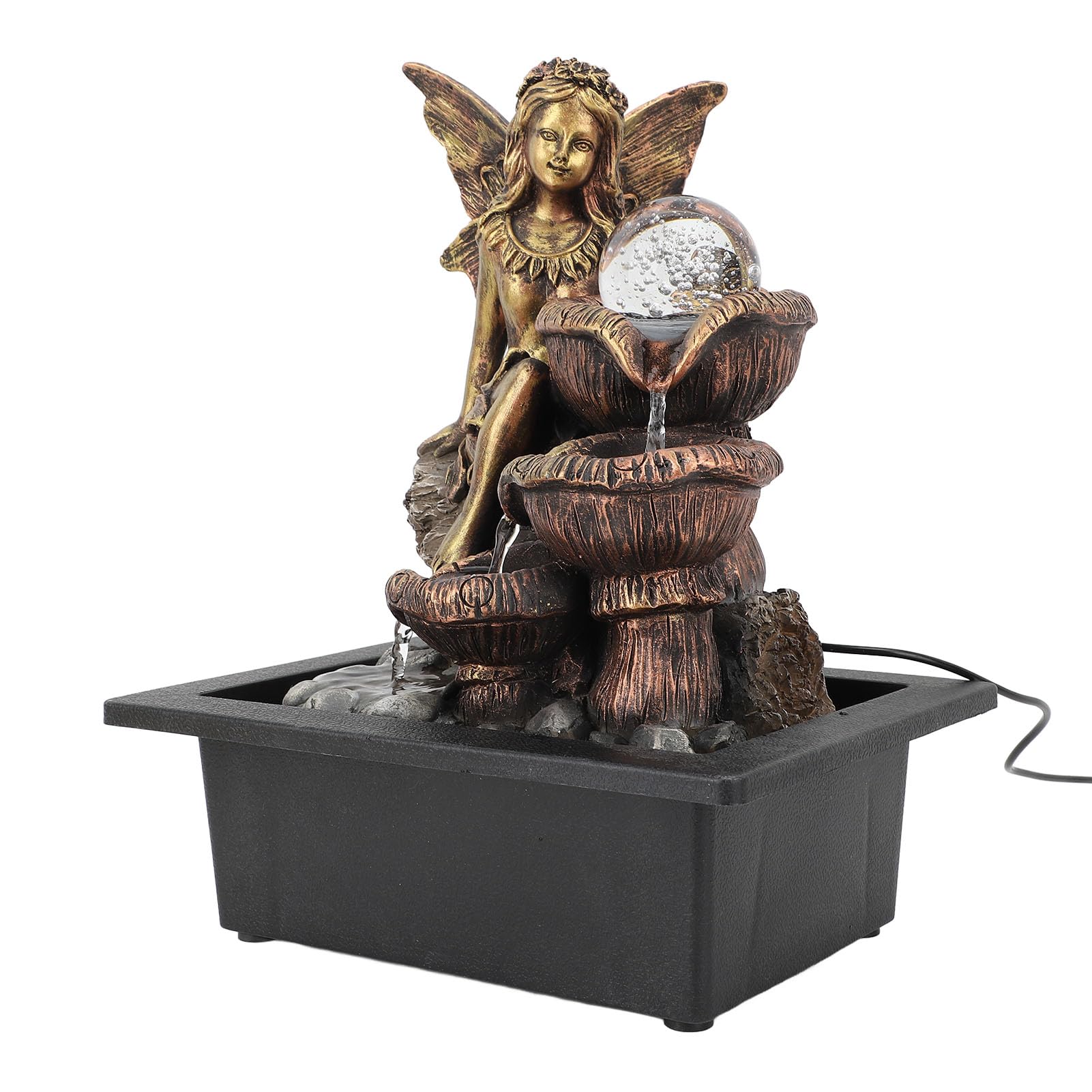 Fontana da Tavolo, Fontane d'Acqua Fontana per Interni per Interni Pompa Silenziosa USB Aumenta l'umidità Decorativa con Luce a LED Fontana da Tavolo per Meditazione Zen per