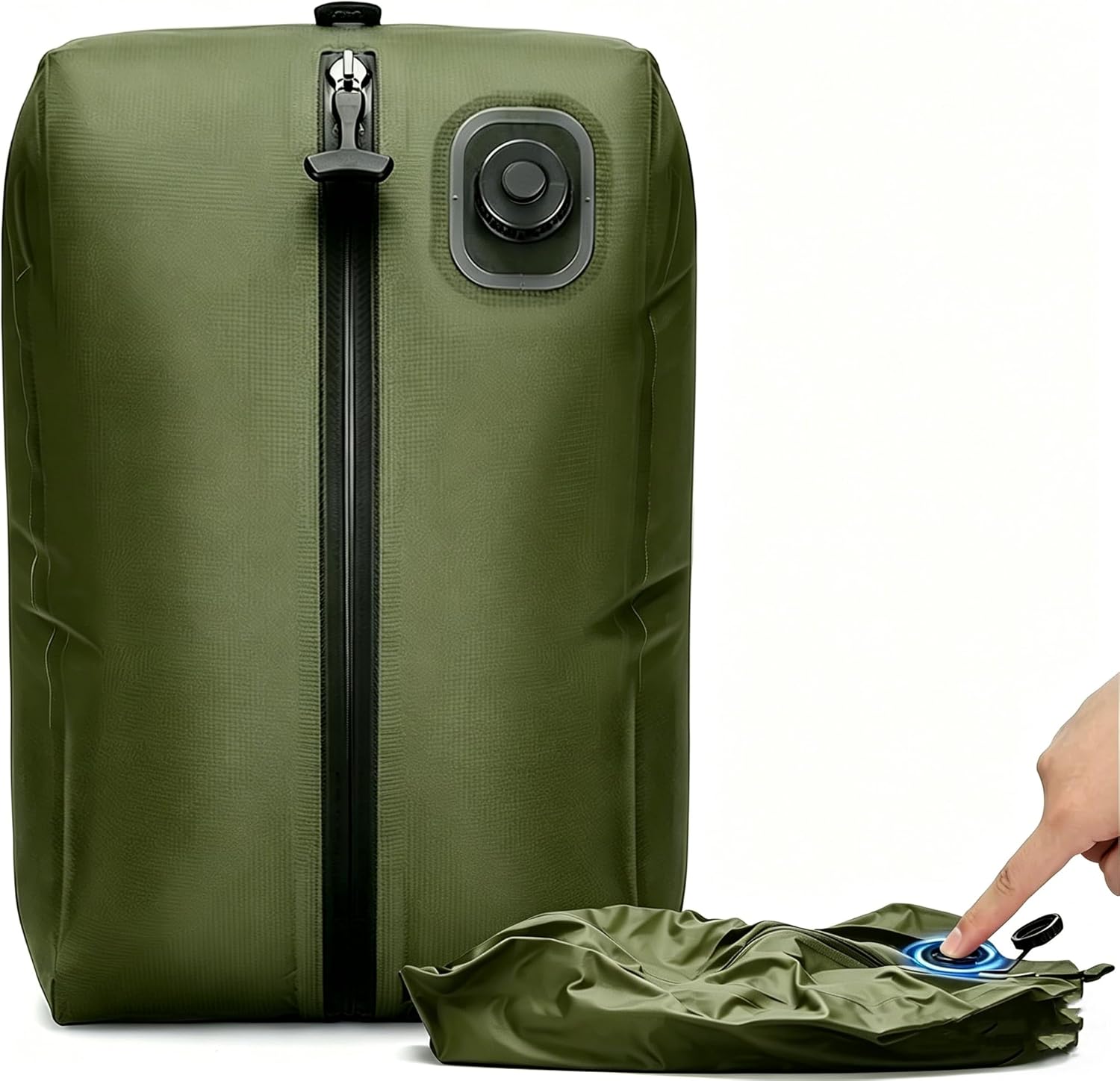 Vacuum Bags for Travel Organiser Packing Bag for Carry-On Luggage Backpack Suitcase Reusable Vacuum Seal Save Space Compression Bag with Built-in Pump & USB-C Charging waterproof Storage Bags (Green)