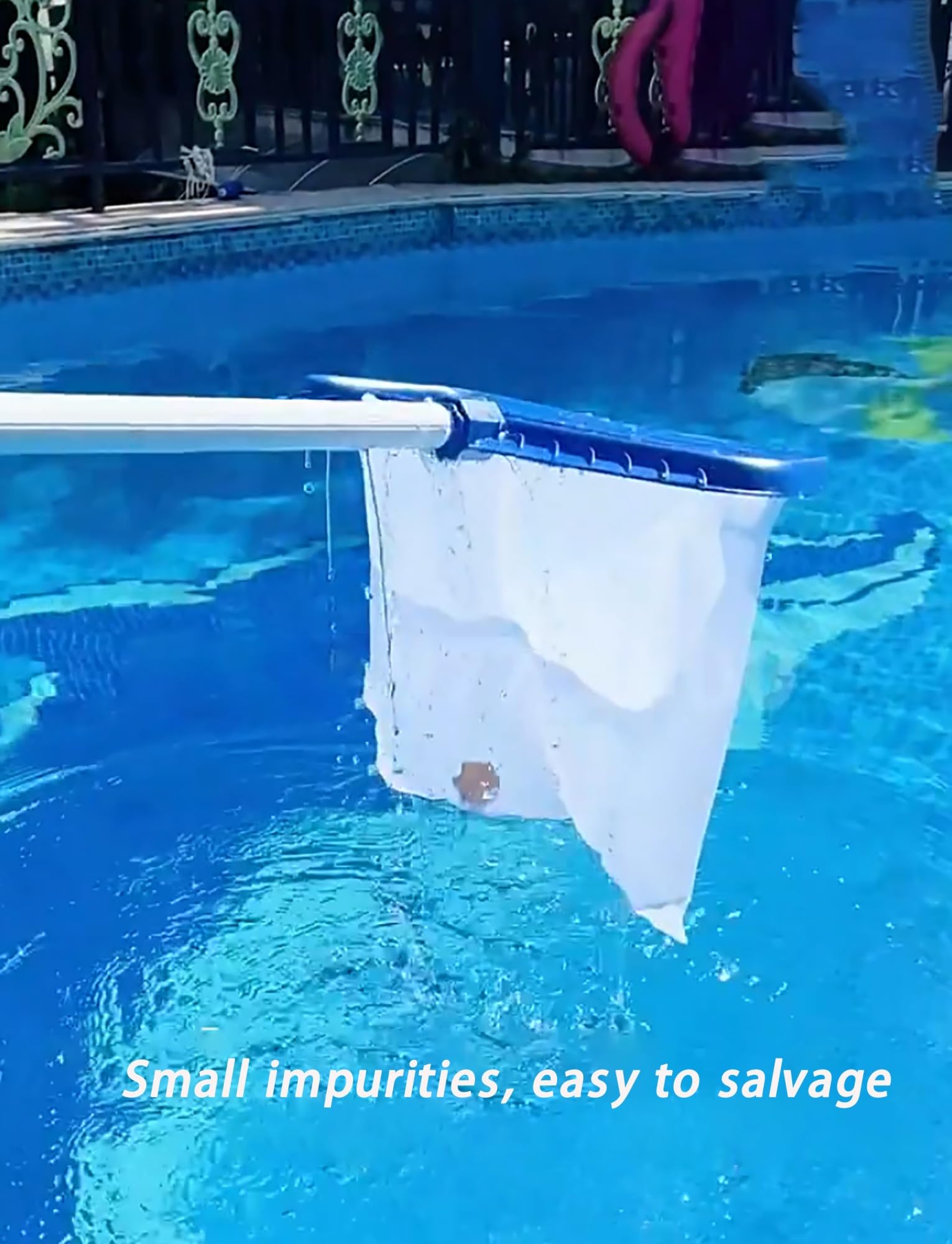 Questo retino per Skimmer da Piscina, reti per la Pulizia delle Foglie con Rete a rastrello Profonda, Strumento di Pulizia per Foglie da Piscina Resistente con Telaio a Maglia fine Adatto a