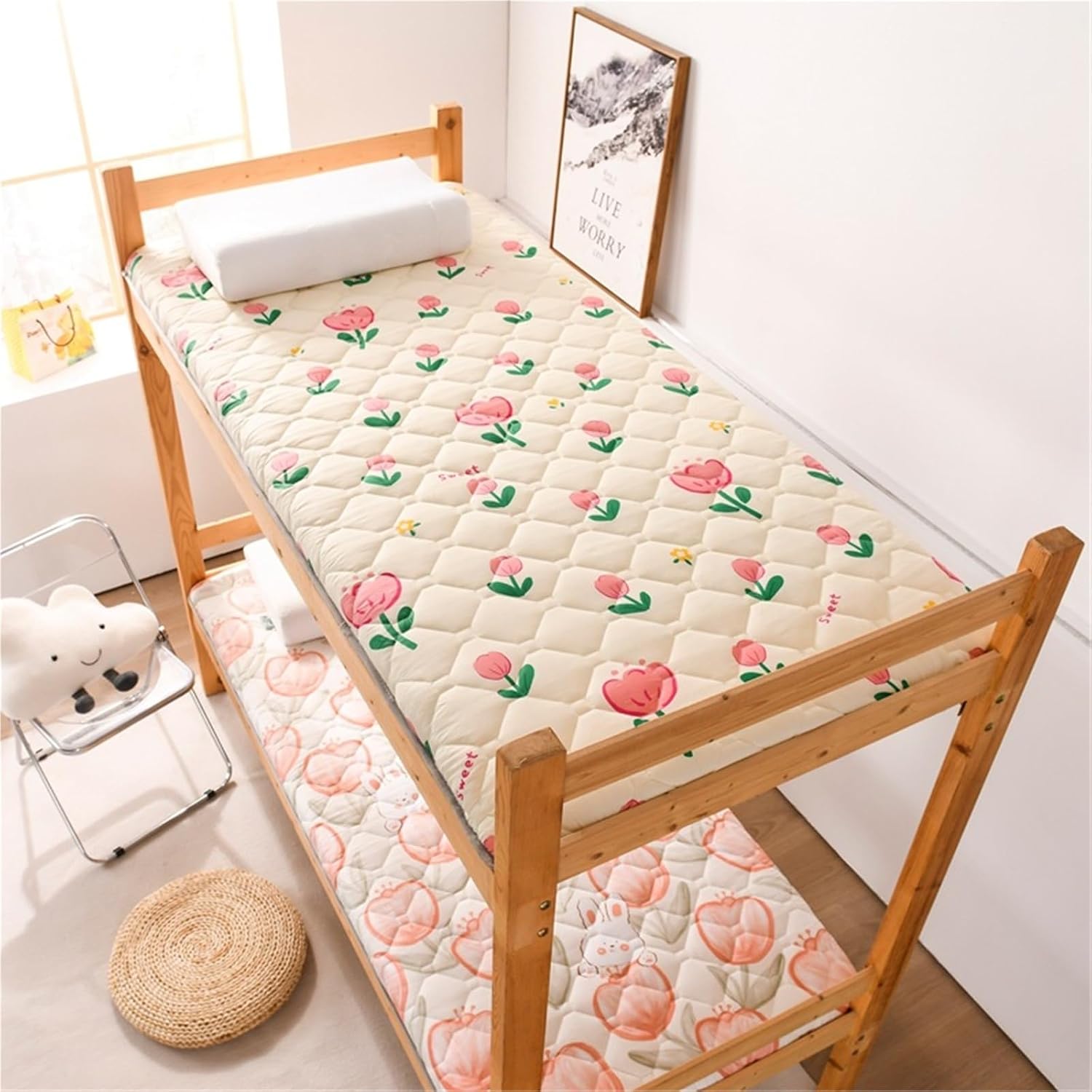Lightweight 4cm Thick Japanese Futon Mattress 4-Layer Foldable Tatami Sleeping Mat Non Slip Breathable Floor Pad For Yoga Camping Dorm Adults 4 Seasons Soft Portable Roll Out Guest Bed Premium Durable