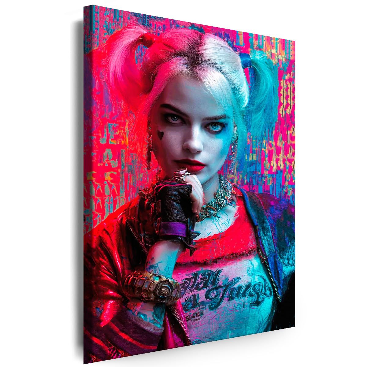Myartstyle Leinwand Bild Film H.Quinn,Joker Star Premium Kunstdruck Wandbild (100x150cm)