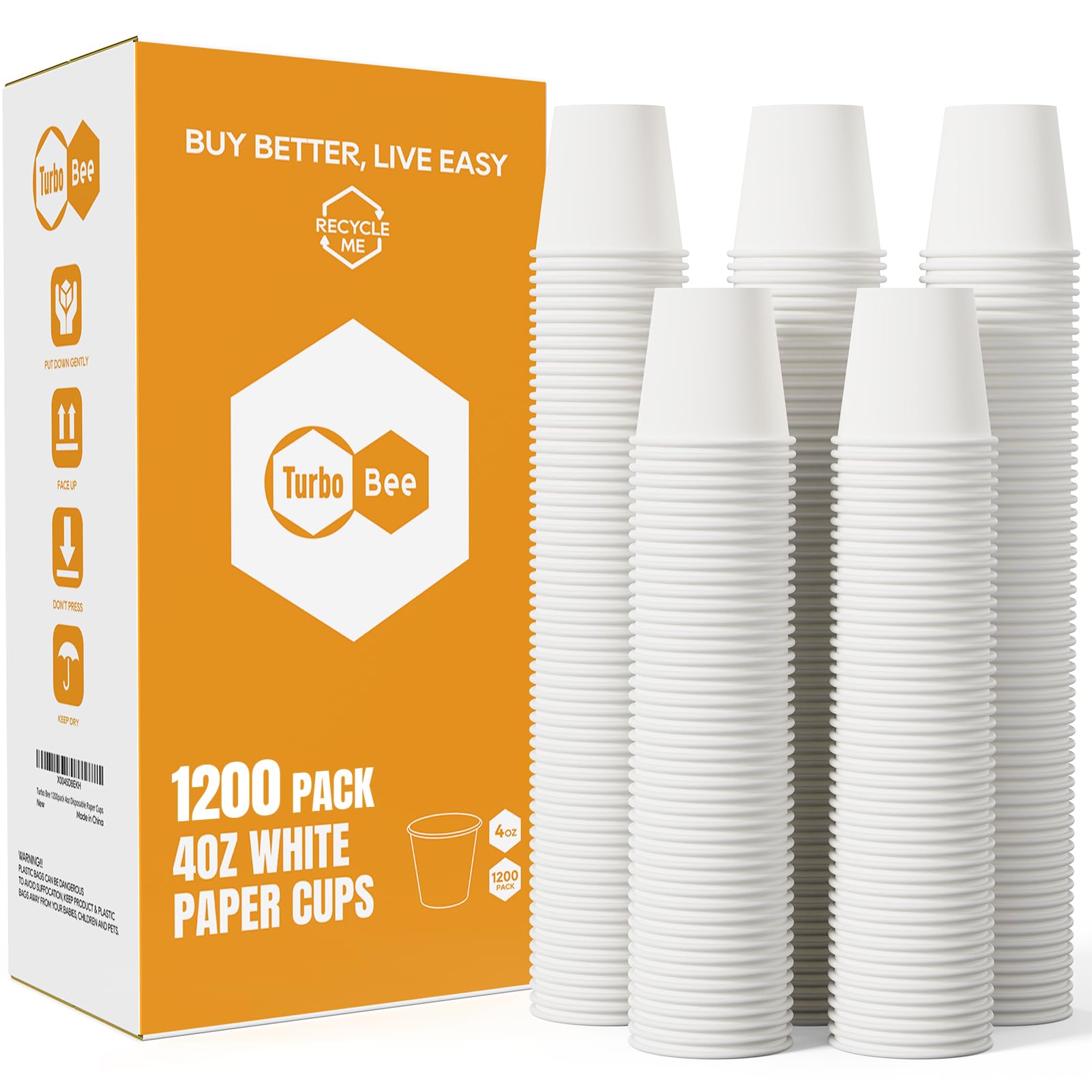 Turbo Bee 1200Pack 4oz Disposable Paper Cups,Disposable Espresso Cups,Coffee Cups, Hot/Cold Beverage Drinking Cups for Party, Travel and Events