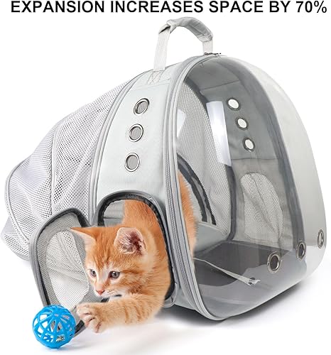 Miniatura 2 de Mochila transportadora para gatos, mochila expandible de burbujas para mascotas, aprobada por aerolíneas, bolsa de transporte para mascotas para