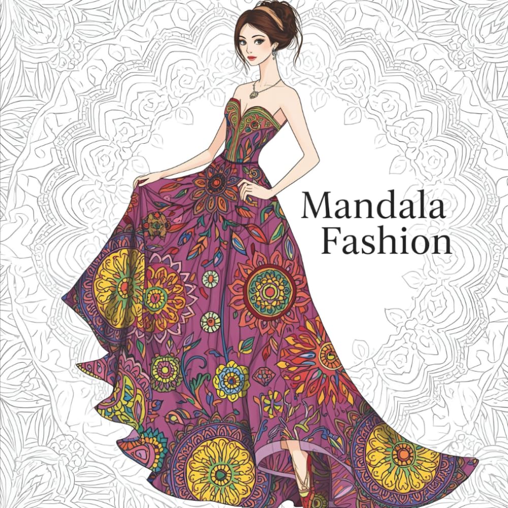 Mandala Fashion: 25 Detailed Style-Themed Mandala Coloring Pages