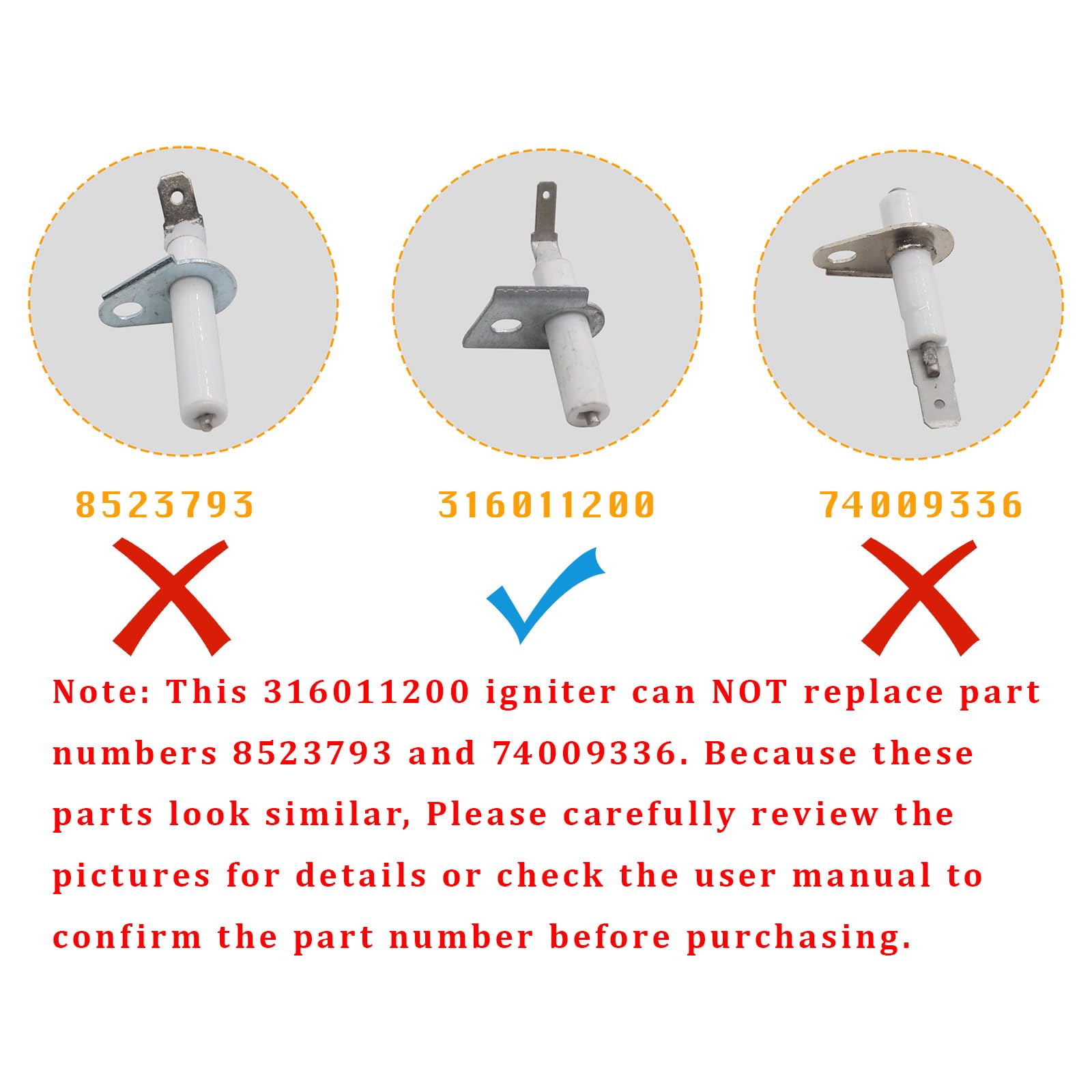 Amazon.com: 4 Pack 316011200 Gas Stove Igniter Electrode