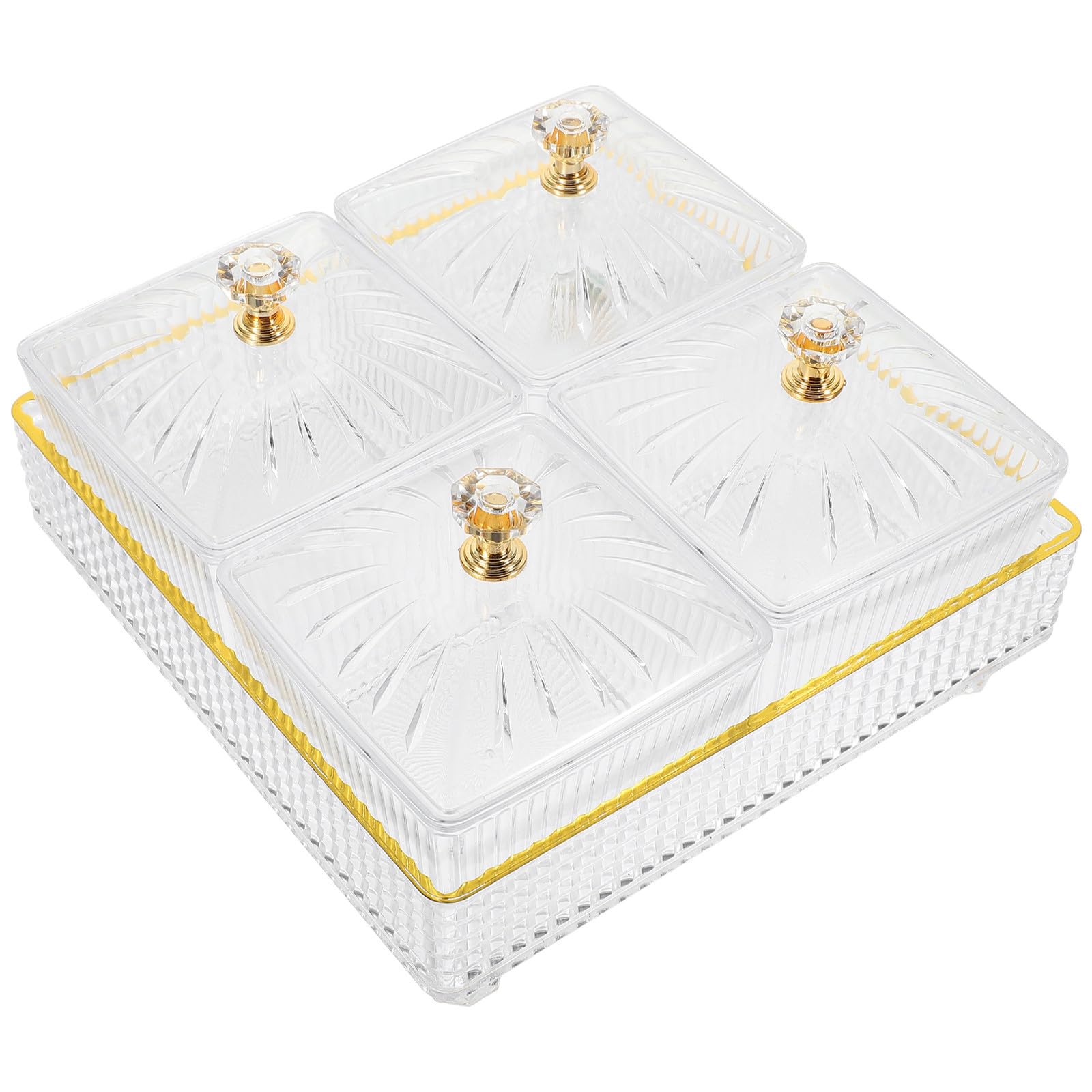 Healeved Geteilte Servierplatte mit 4 Fächern aus Ps Material Snacktablett für Trockenfrüchte und Nüsse im Einfachen Stil als Geschenk für Hauspartys
