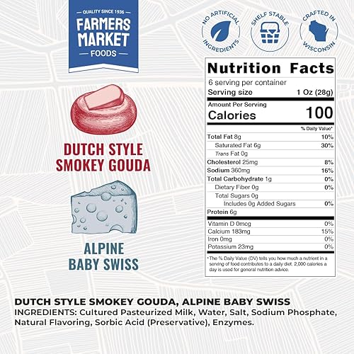 Miniatura 3 de Farmers Market, sin gluten, keto, paleo, bajo en sodio, cero azúcar, juegos de regalo de queso Wisconsin, 6