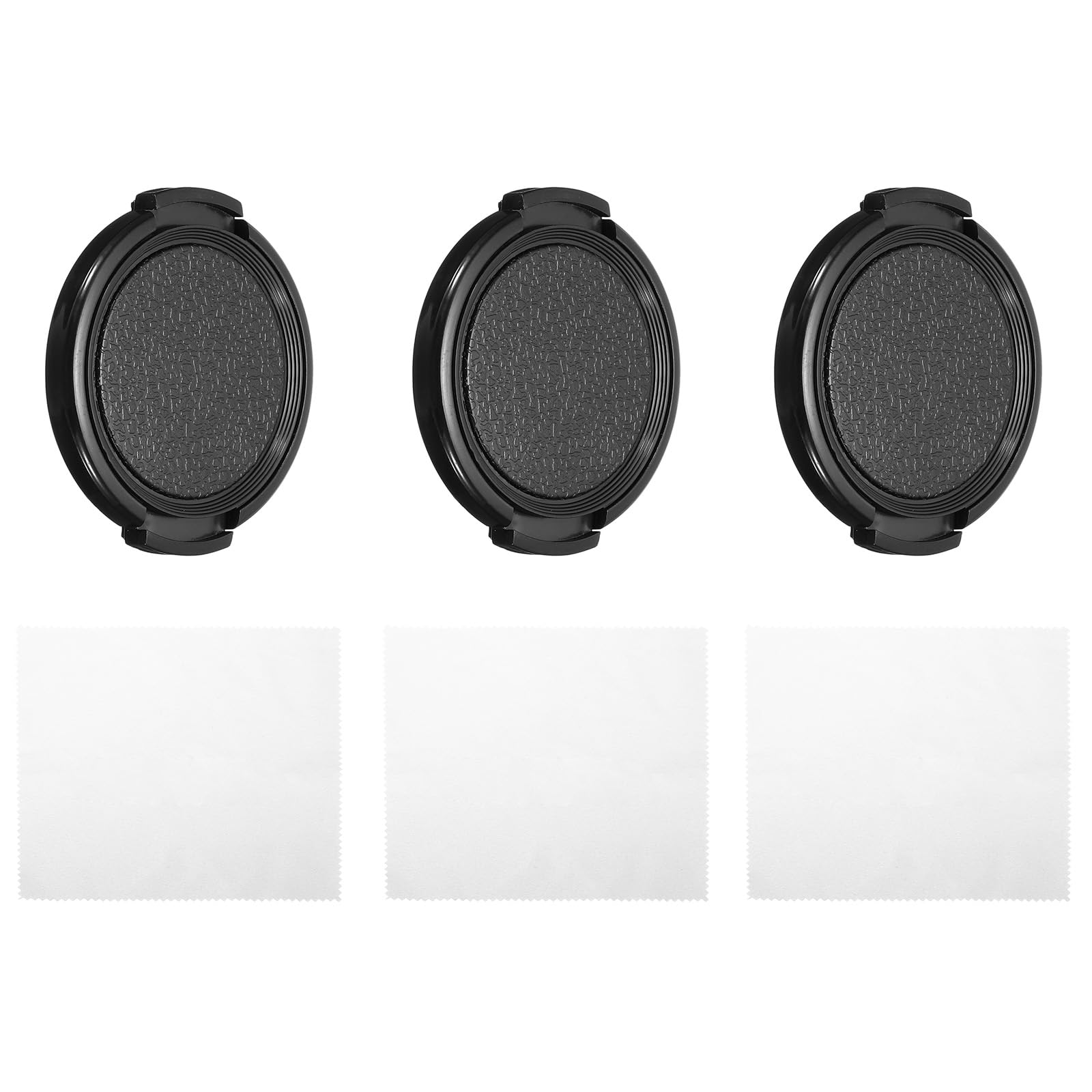 PATIKIL 43mm Lens Cap, 3 Pack Sides Pinch Snap Camera Lens Cover for Front Lens with Cleaning Cloth, Suitable for 43mm Thread Universal DSLR Lenses, Black