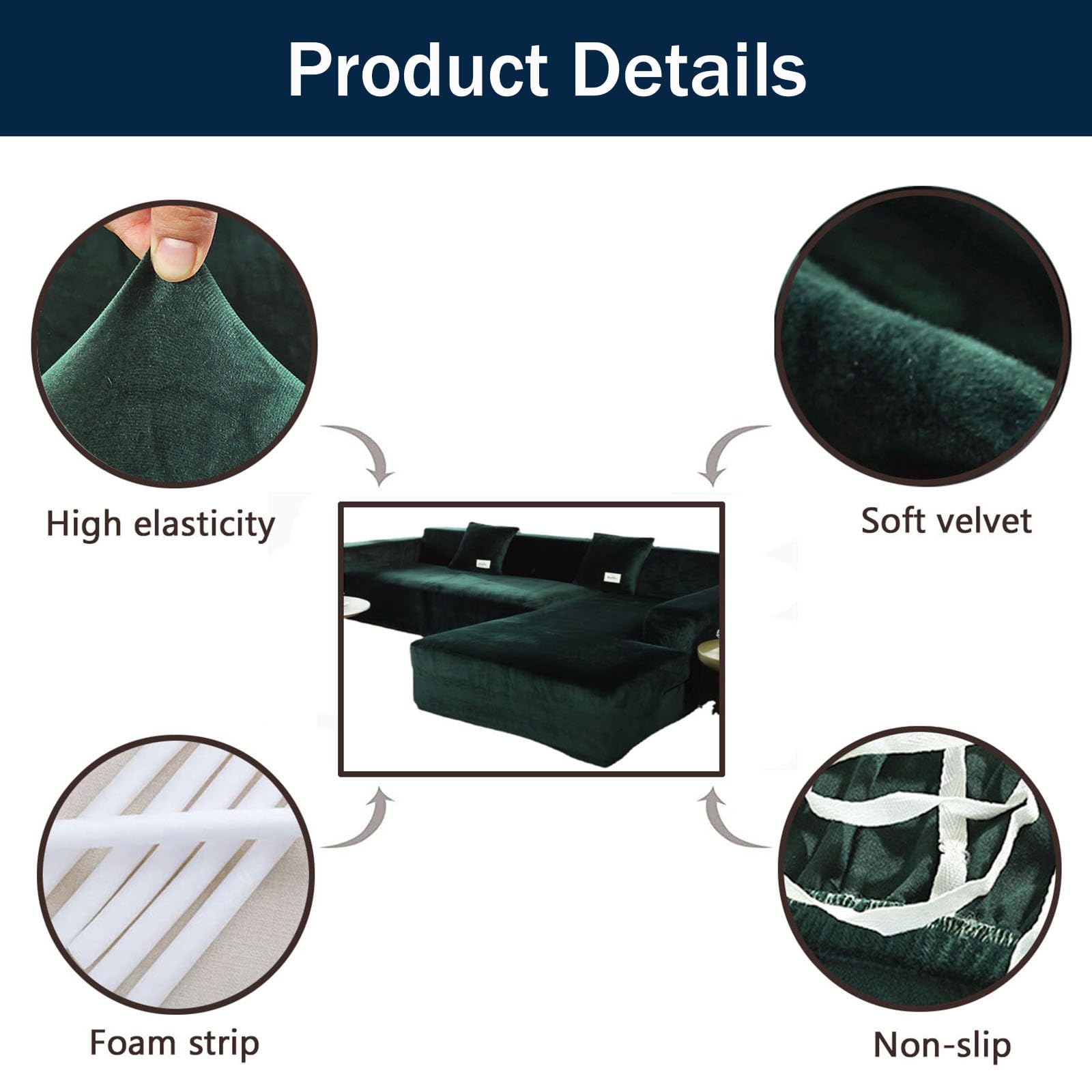YOPOIY Terciopelo Fundas para Sofa Chaise Longue, Estiramiento Grueso Fundas Sofas Cheslonge Ajustables, Antideslizante Fundas De Sofá Chaise Longue Protector-Rosa-3+3 plazas