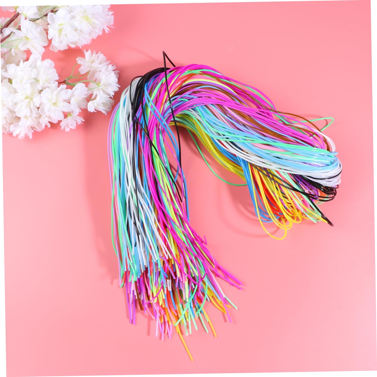 PVC Webkordel Schnur für Ketten 2 Beutel mit 400 Stück 20 Farben 1,8mm für Armbänder Schlüsselanhänger Basteln und Knoten Zufällige Farbe