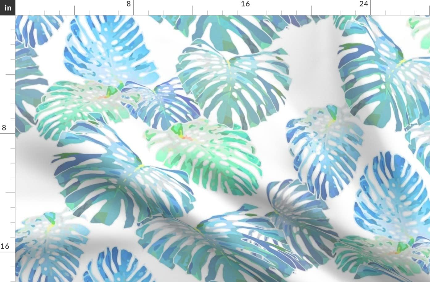 Spoonflower Fabric - Monstera Jungle River Leaves Tropical Garden Modern Aloha Ocean Sea Printed on Organic Cotton Sateen Fabric by The Yard - Sewing Quilting Apparel Home Decor
