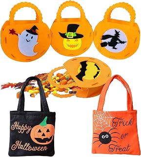 6 Piezas Bolsa de Calabaza de Halloween, Bolsa de Dulces de Halloween, Bolsa de Truco o Trato Halloween, Reutilizable, para Halloween, Bailes de Disfraces, otras Fiestas Temáticas
