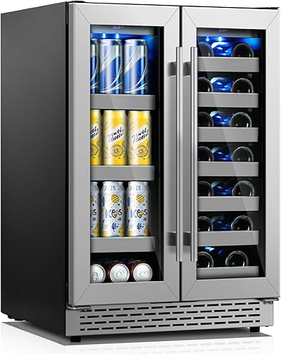 Miniatura 15 de Refrigerador de vino de 24 pulgadas, refrigerador de zona dual en color negro, refrigerador de vino y bebidas con puerta de vidrio para 20 botellas