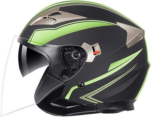 Miniatura 8 de YEMA Helmet Casco abierto para motocicleta, YM-627, ciclomotor, scooter DOT 34, medio casco para hombres y mujeres