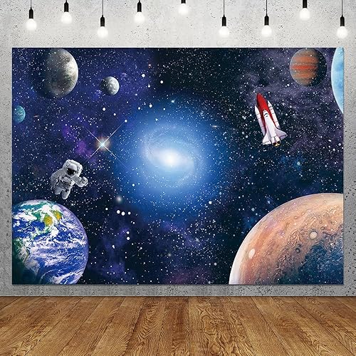 Miniatura 9 de Fondo de fotografía de astronauta espacial de 7 x 5 pies, galaxias cósmicas, estrellas, regalo para recién nacidos, fondo de fotografía, fondo para