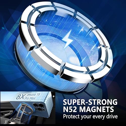 Miniatura 5 de Soporte magnético para automóvil que nunca se cae con doble fijación ventosa + adhesivo, plegable con rotación de 360 para el parabrisas del