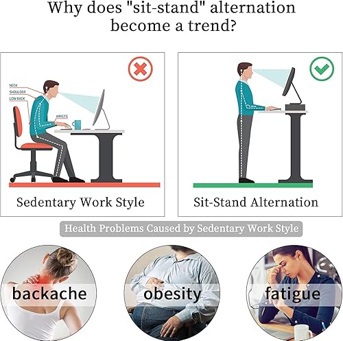 Miniatura 9 de SIDUCAL Escritorio móvil de pie, portátil, convertidor pequeño ajustable con ruedas, estación de trabajo para oficina en casa, escritorio rodante,