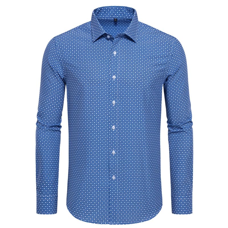 EOUOSS Mens Printed Dress Shirts 4-Way Stretch Long Sleeve Wrinkle Free Floral Casual Button Down Shirt