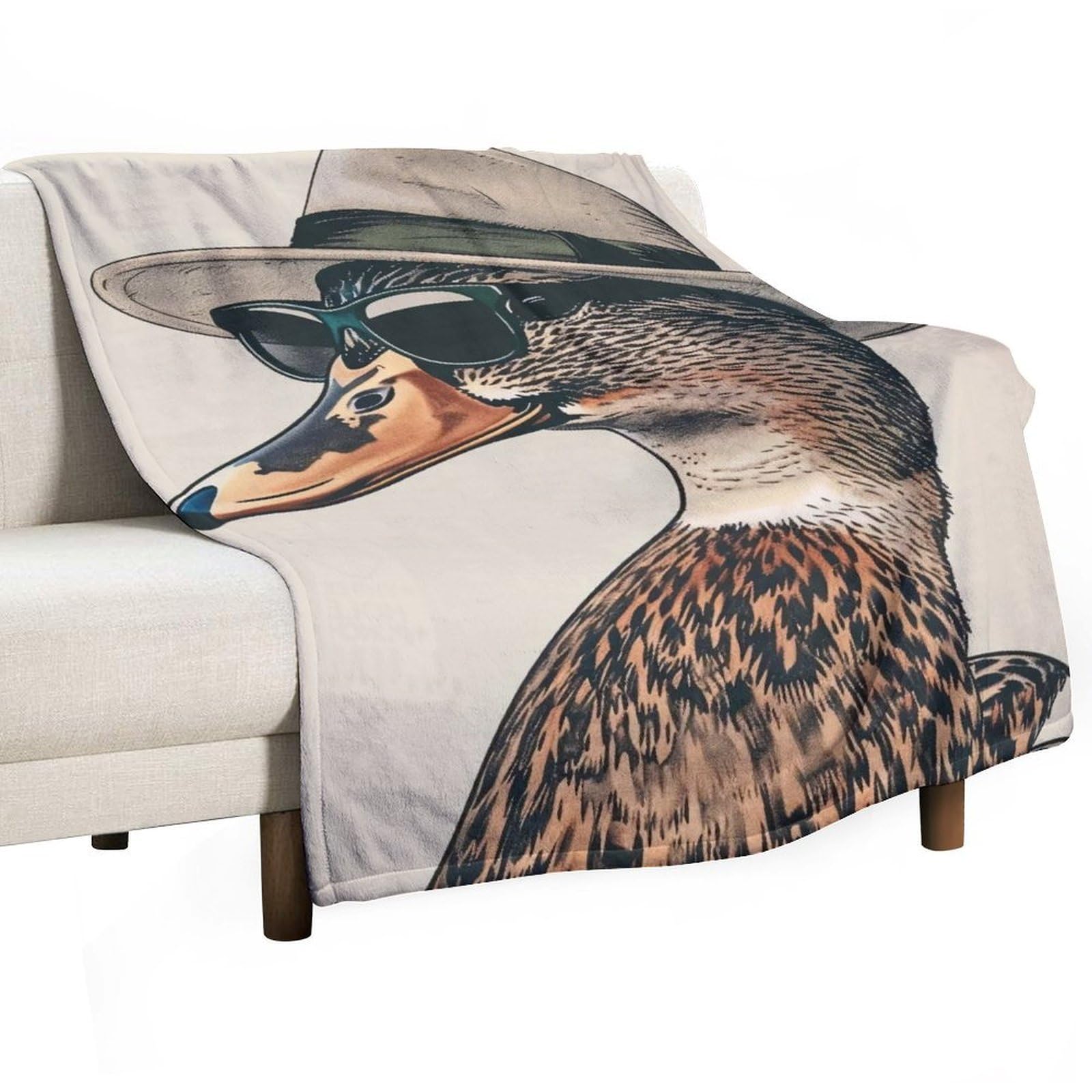 YHGSREUOH Detective Cool Duck Fedora Sunglasses (1) Flannel Blankets Fleece Soft Throw Lightweight Plush Gifts for Couch, Bed, Cozy Sofa Plush, Chair, Lovers 32x48inch(80x120cm)