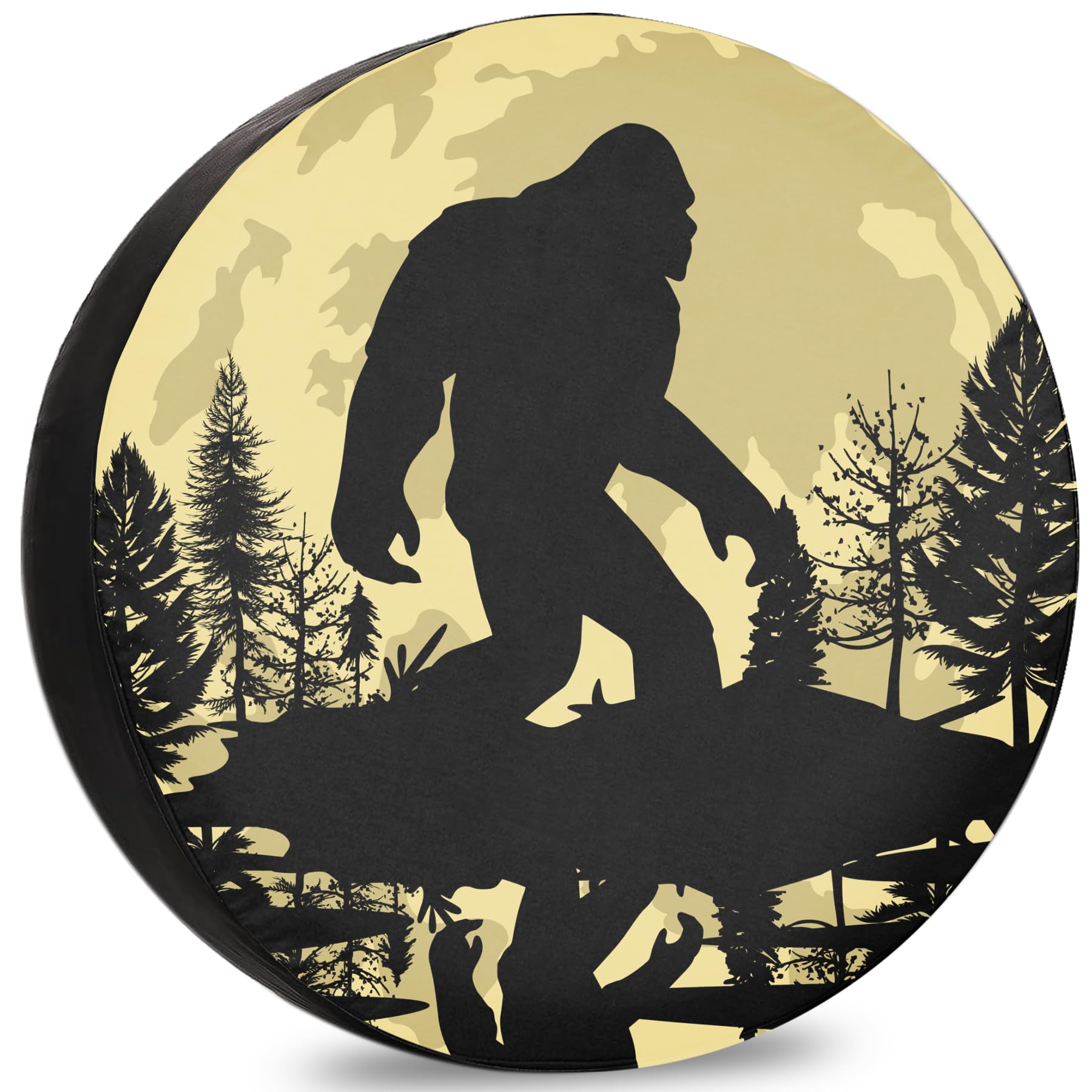 Spare Tire Cover Vintage Bigfoot Moonlight Weatherproof Dust-Proof Universal Fit for Trailer RV SUV Truck Camper Travel Boat Trailer 12" 13" 14" 15" 16" 17 Inch