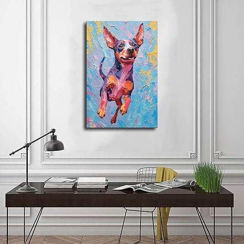 Miniatura 3 de Fyzuf Arte de pared de perro pintura al óleo sobre lienzo, póster de cubismo de perro, colorido, lindo, perros, decoración estética, póster en