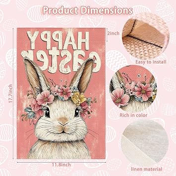 Festive Easter Garden Flag 12 x 18 Inch Cute Bunny Outdoor Lawn Yard Banner Decor Double‑Sided Seasonal Flag