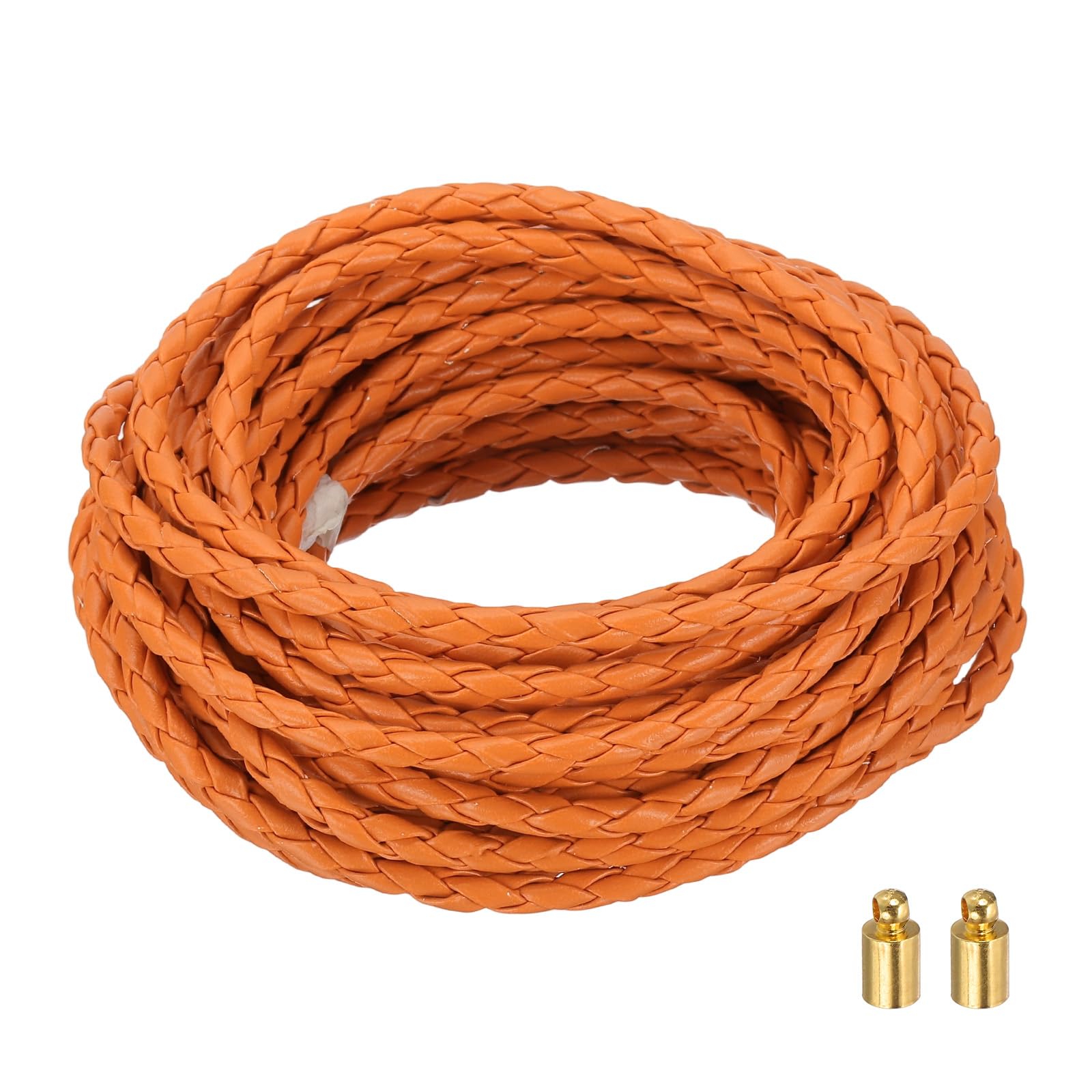 Cordon en cuir tressé orange 4mm pour réparer et créer des bijoux diy