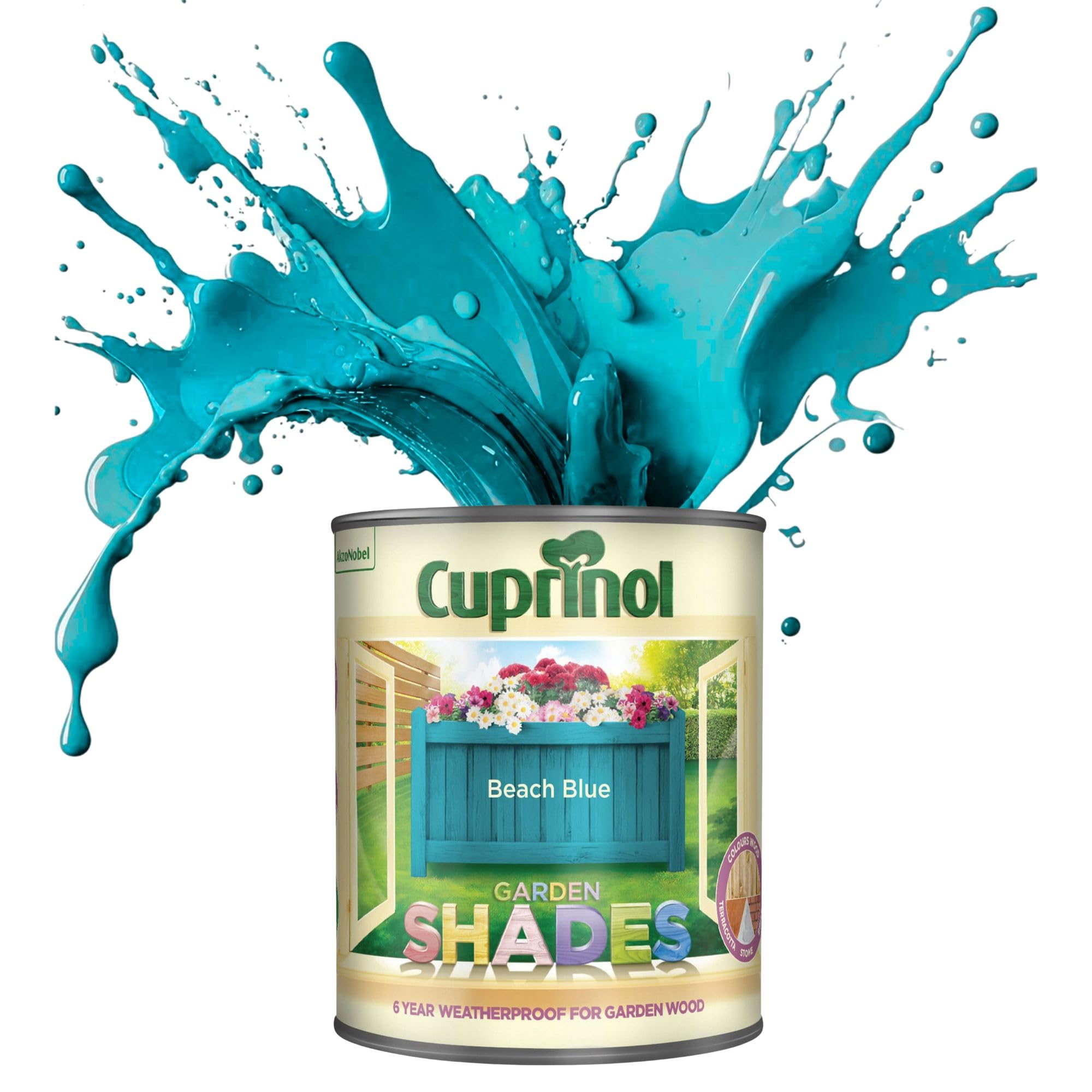 ARUUJ Garden Shades Beach Blue, 1 Liter Fence Paint, Outdoor Wood Paint for Sheds, Gardens Furniture, Trellis Fence & Exterior Wood, Water Based Matt Finish, Weather Resistant