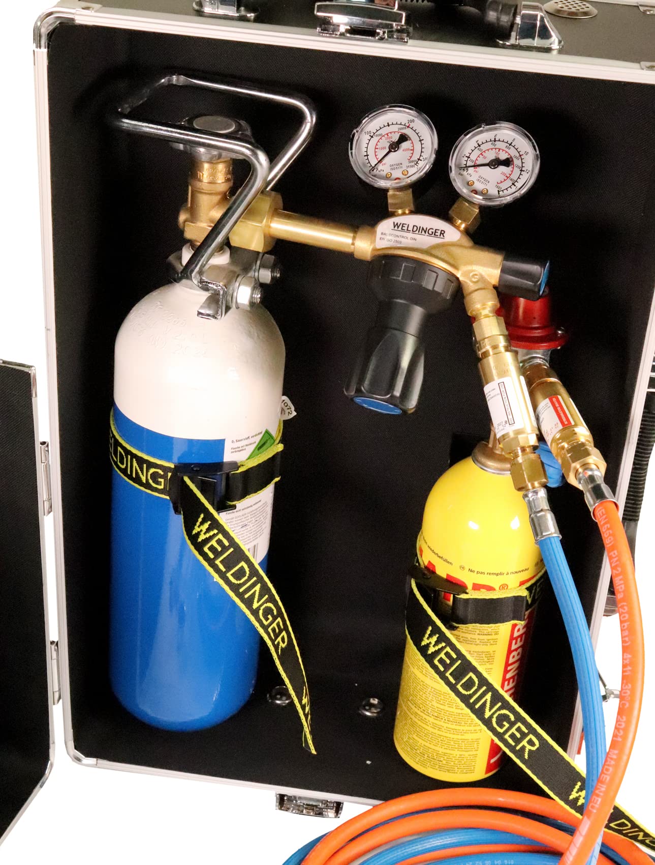 WELDINGER Lötfreund OSSI Hartlöt- und Kleinschweißgerät MWW Brennergarnitur 2L Sauerstoffflasche 3 m Schlauch Aluminiumkoffer