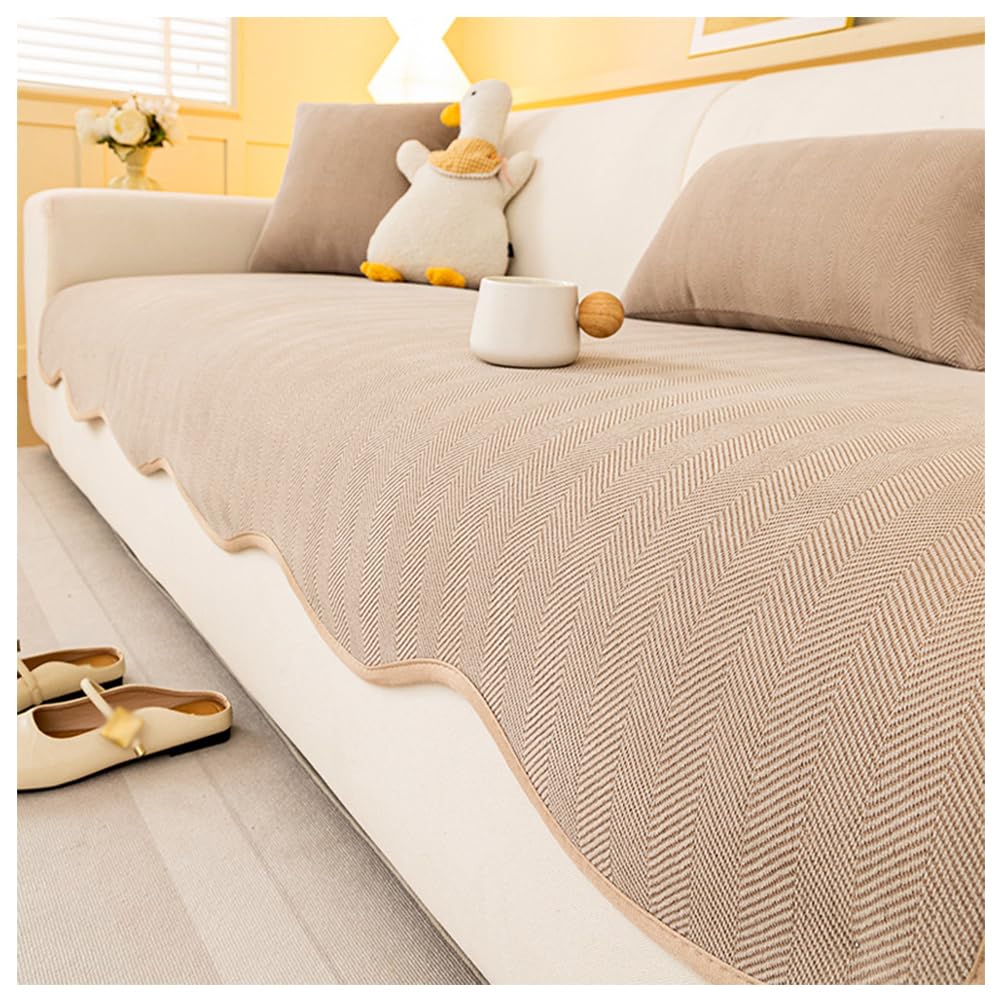 SPXMQSS Couch Covers for Sectional Sofa, Chenille Couch Seat Covers, Super Soft Sofa Slipcover 1/2/3/4 Seater Universal Non-Slip Corner Sofa Cover C 110x110cm