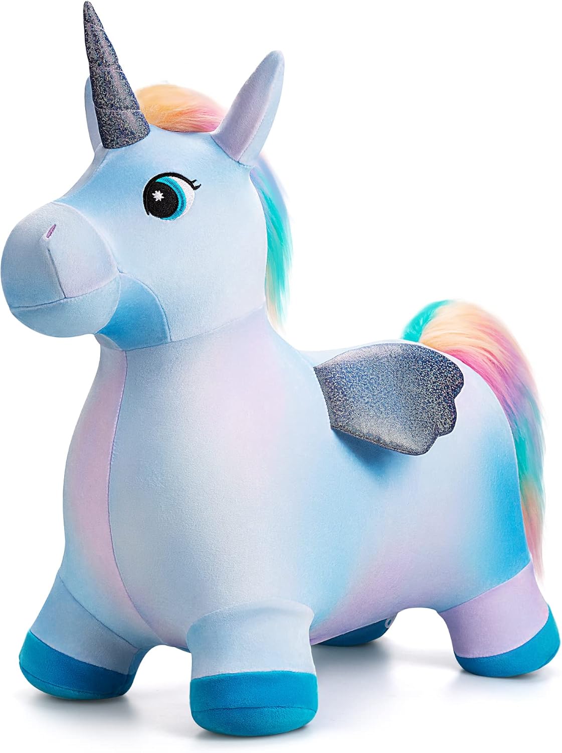 U&C Planet Multi Colored Unicorn Bouncy Horse for Toddlers, Bouncy Animals for Toddlers, Animal Hopper Bouncing Toys Gift for 18 Months 2 3 4 5 6 Years Old Outdoor Indoor with Pump