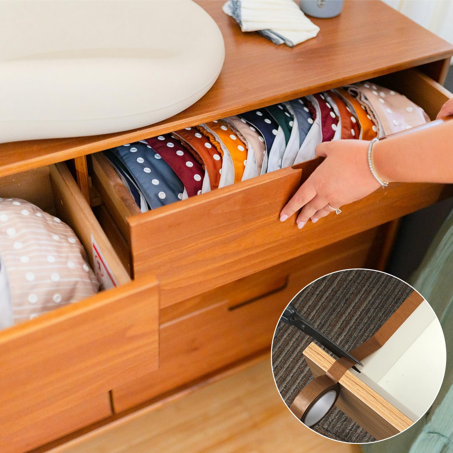 NQEUEPN 2 Rolls 0.51inx32.81ft Low Friction Tapes, Abrasion Squeak Resistant Drawer Slide Glide Tape PTFE Surface Protection Tape for Wood Drawer Cabinet Curtain Furniture (Brown)