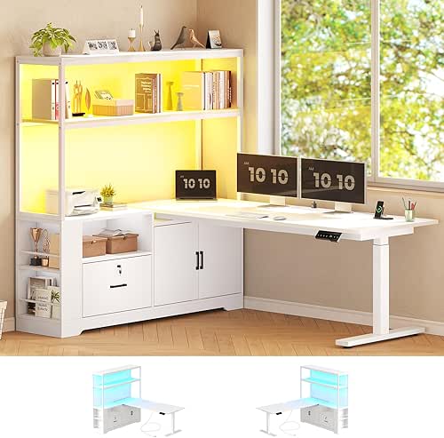 SEDETA 56.7" L Shaped Standing Desk, Reversible Computer Office Desk
