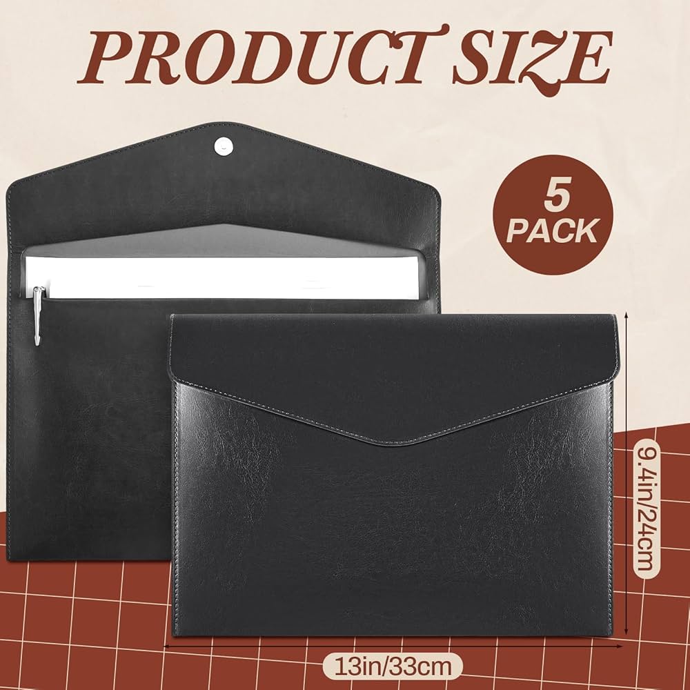 Amazon | Janlaugh PUレザーA4ファイルフォルダー 5個パック 見えない