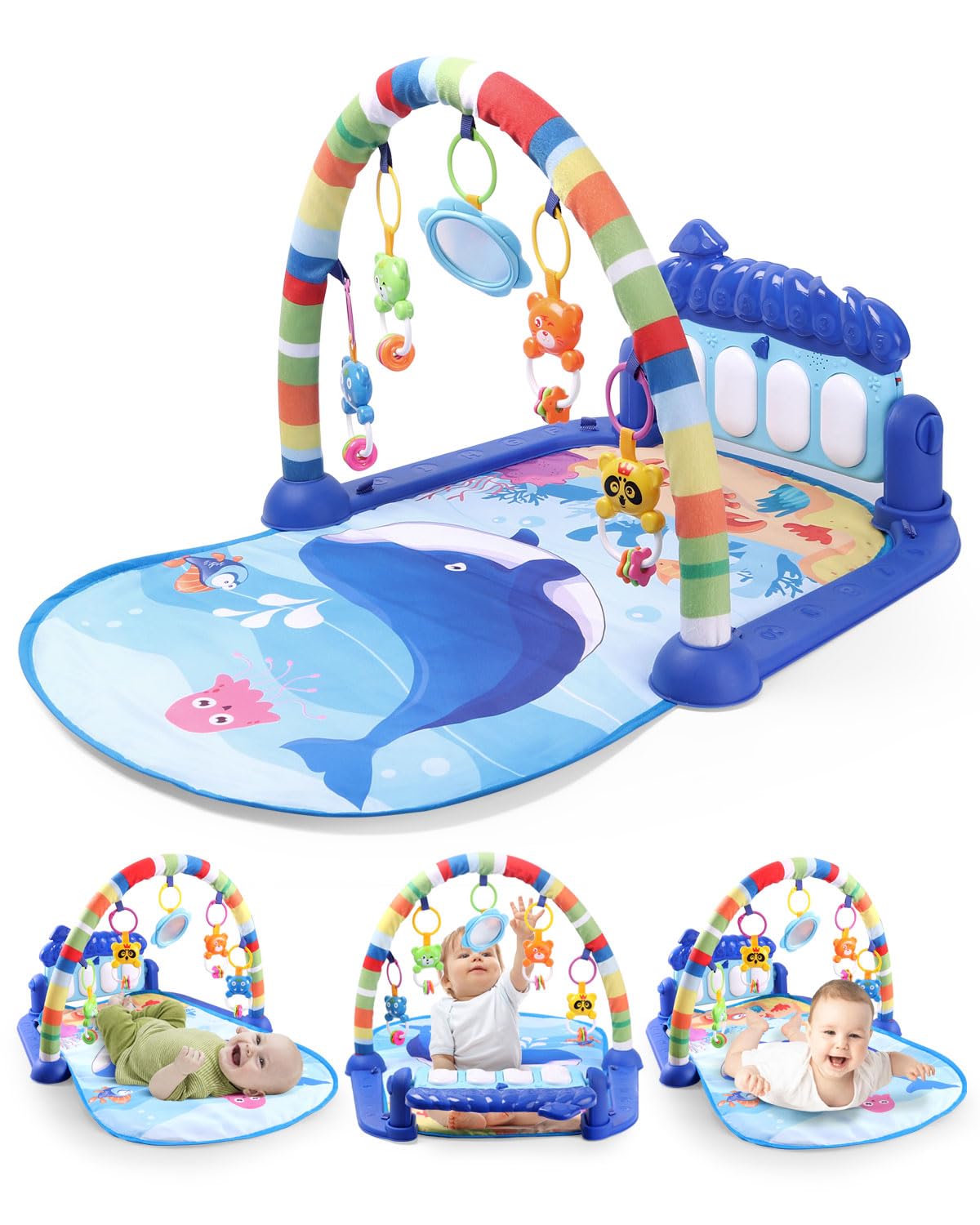 Play Nation Premium Baby Kick and Play Piano Play Gym with Hanging Rattles, Lights & Music|Animal Theme Infant Crawling Play Mat Carpet for Kids|Activity Portable Playmat Toys for 0+ Months (Pink) (B0CY213FL4) Amazon Price History, Amazon Price Tracker