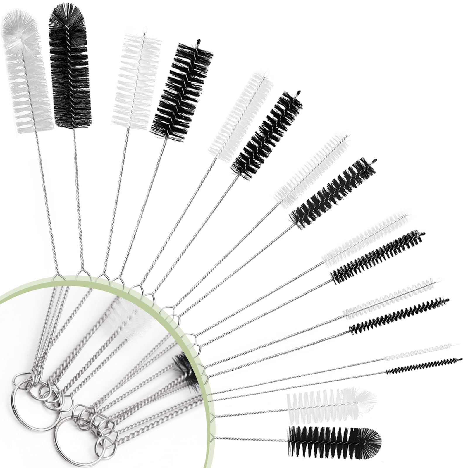 Cepillos de limpieza, 16 cepillos de limpieza de tubos, cepillos de limpieza de tuberías, cepillo de botellas, para lavar botellas de agua de cuello estrecho, tarros, tetera, boquilla, máquina de café