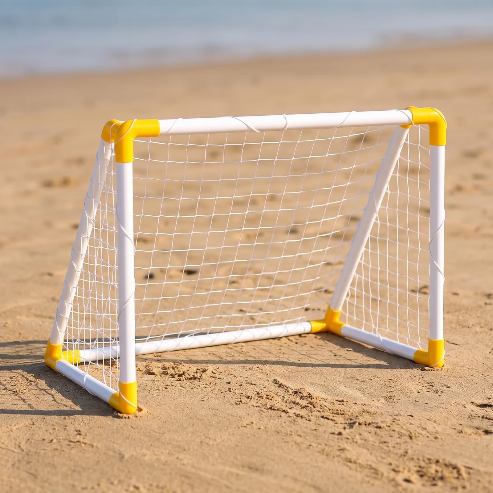 Portería Fútbol con Red Estable Plegable, Arco Fútbol PVC, para Exteriores, Niños